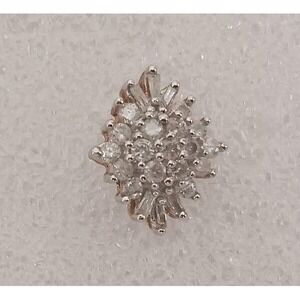 Single Vintage 10k Solid Yellow Gold Diamond Pave Cluster Earring 2.2g